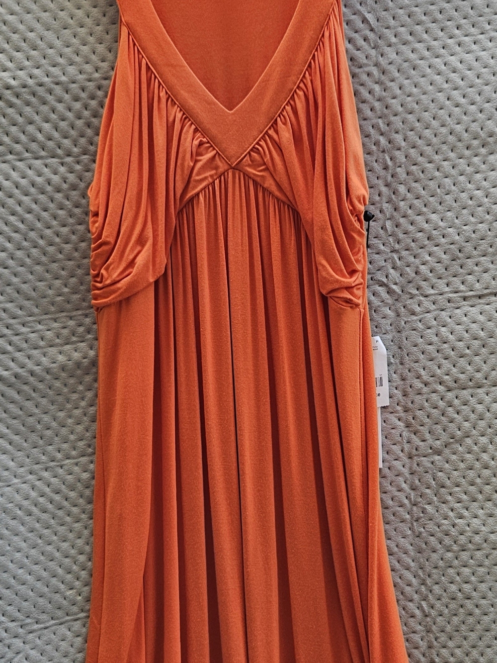 Calvin Klein Orange V-Neck Gathered Maxi Dress